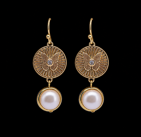 Vintage Pearl and Wheel earrings