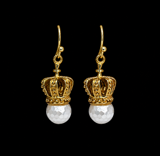 Faux Pearl Crown Earrings