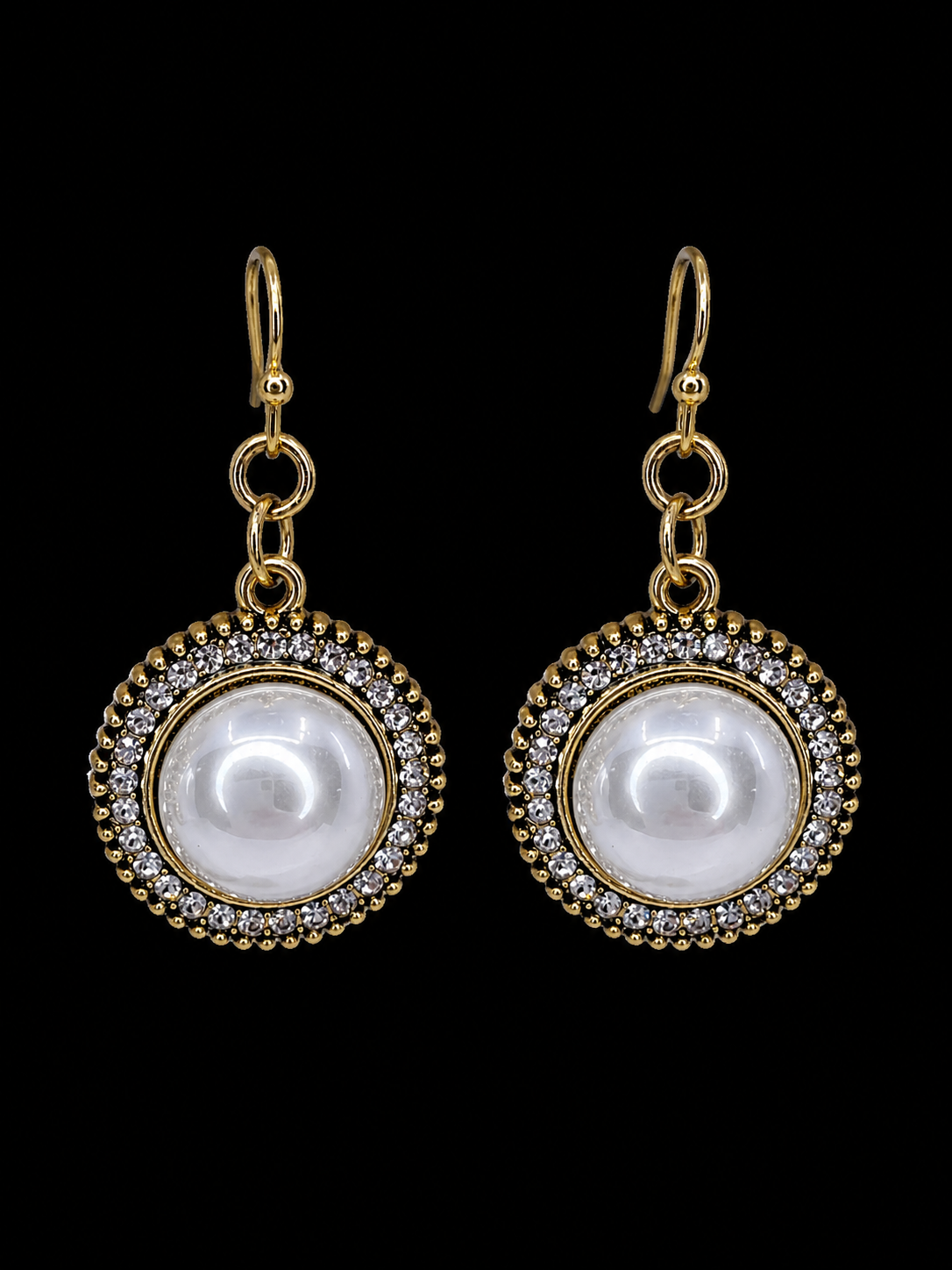 Faux Pearl and Rhinestone Earrings