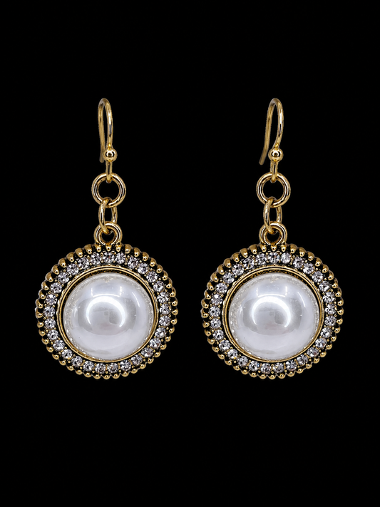 Faux Pearl and Rhinestone Earrings