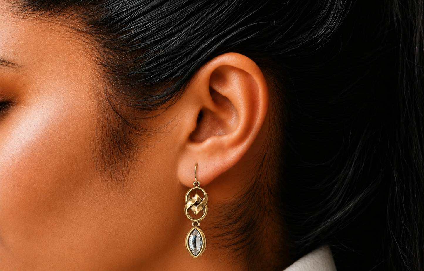 Gold Plated Vintage Reproduction Piece with Clear Swarovski Crystal