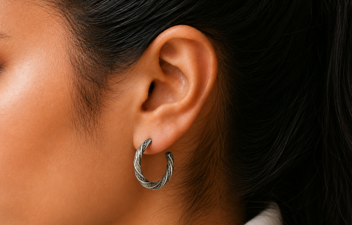 Small Silver Plated Vintage Hoop Earrings
