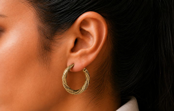 Medium Gold Vintage Hoop Earrings