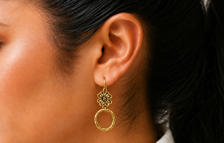 Vintage Reproduction Flower &amp; Hoop Earrings