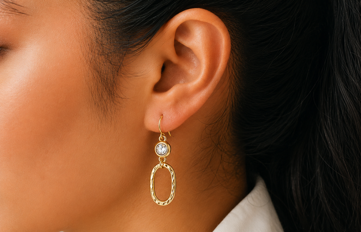 Repurposed Oval Crystal Earrings