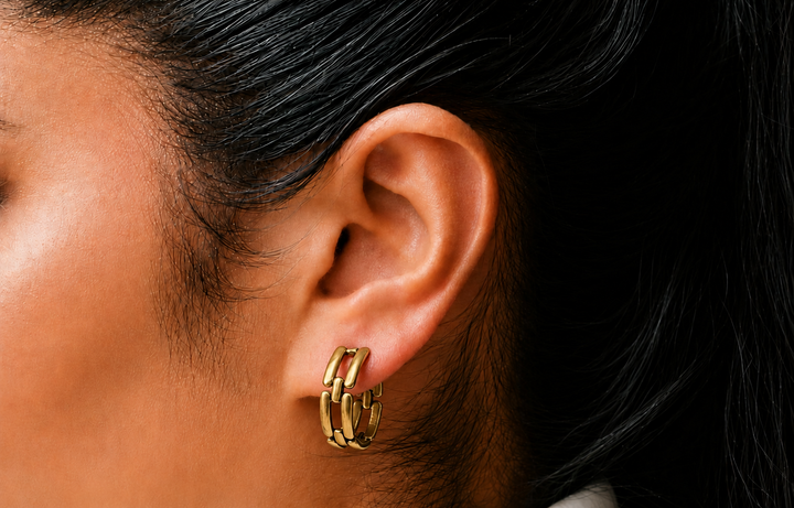 Vintage Reproduction Gold Plated Link Hoops