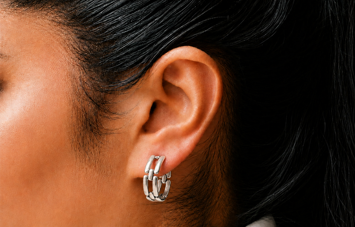 Vintage Reproduction Sterling Plated Link Hoops