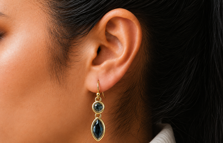 Vintage Reproduction Black Diamond Dangle Earrings