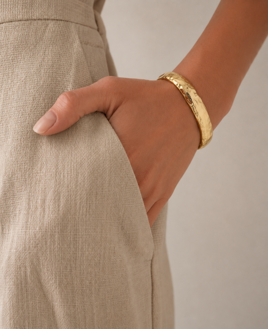 gold plated Repurposed organic bangle small