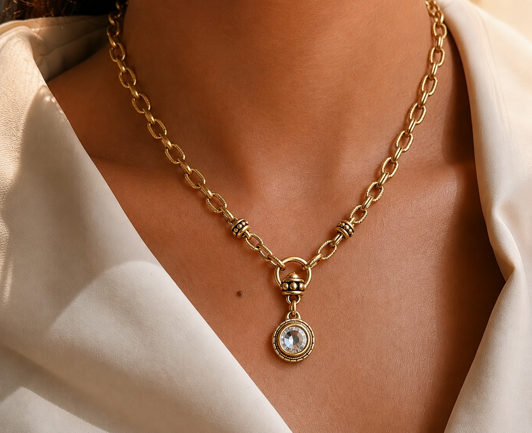 Gold Plated Reproduction Swarovski Crystal Necklace