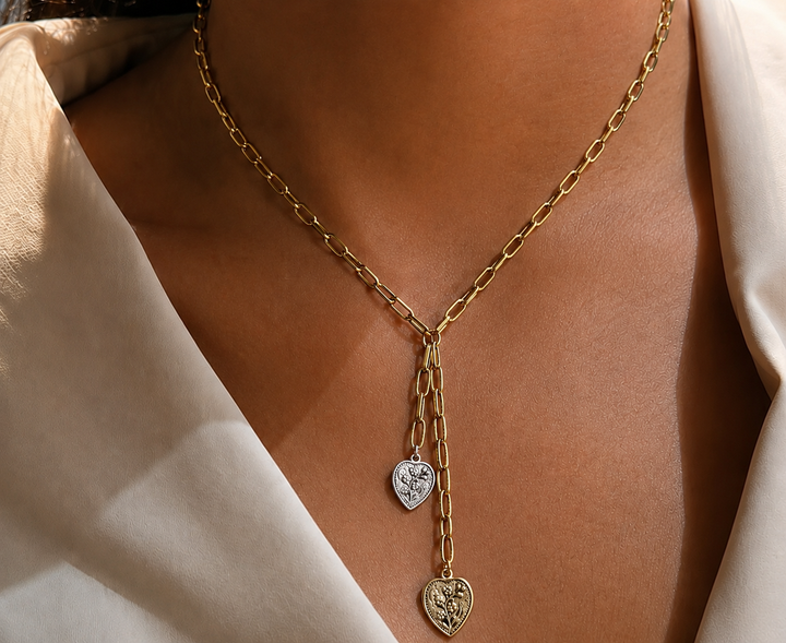 Gold and Silver Plated  Heart Lariat