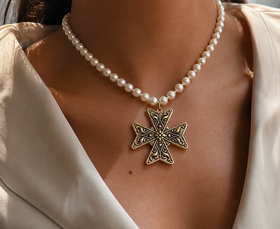 Vintage Reproduction Gold Plated Maltese Cross