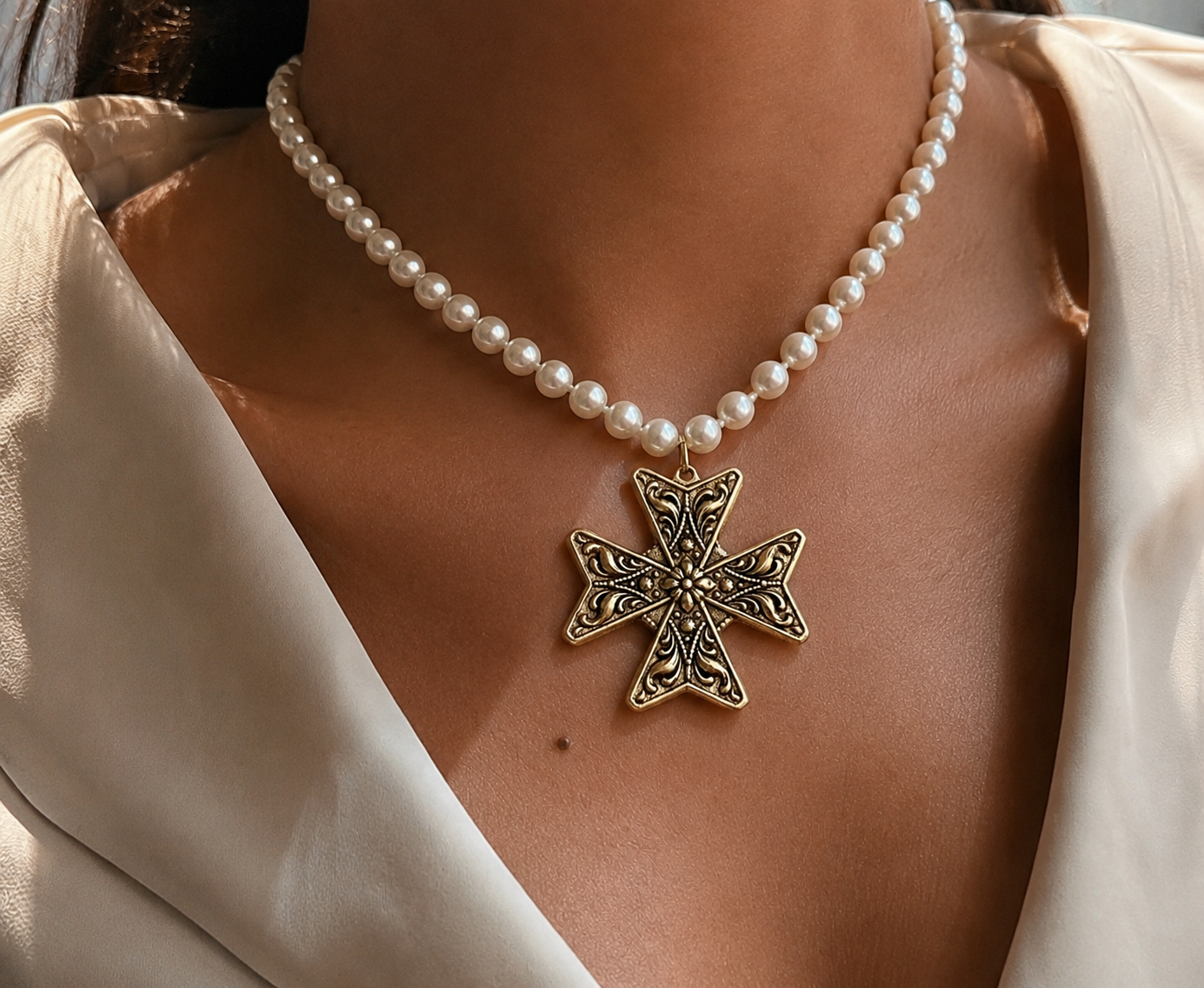 Vintage Reproduction Gold Plated Maltese Cross
