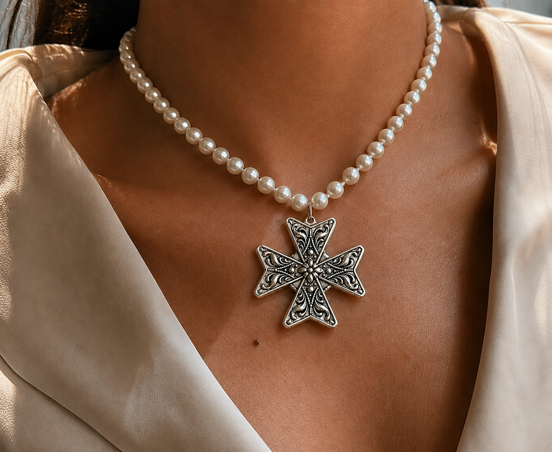 Vintage Reproduction Sterling Plated Maltese Cross
