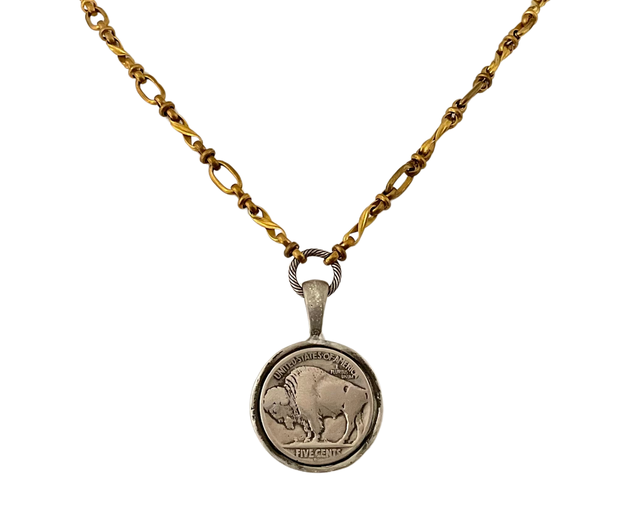 Vintage Watch Chain with Buffalo Coin