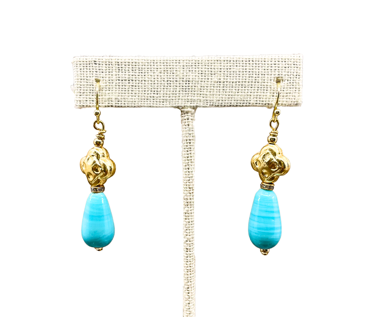 Gold & Turquoise Drop Earrings
