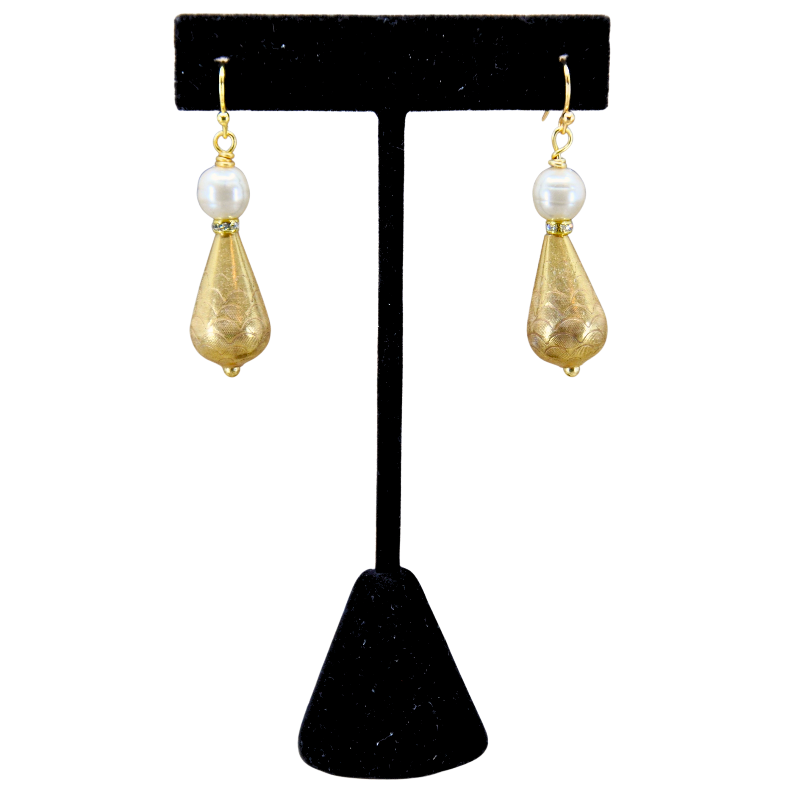 Vintage Gold & Pearl Drop Earrings