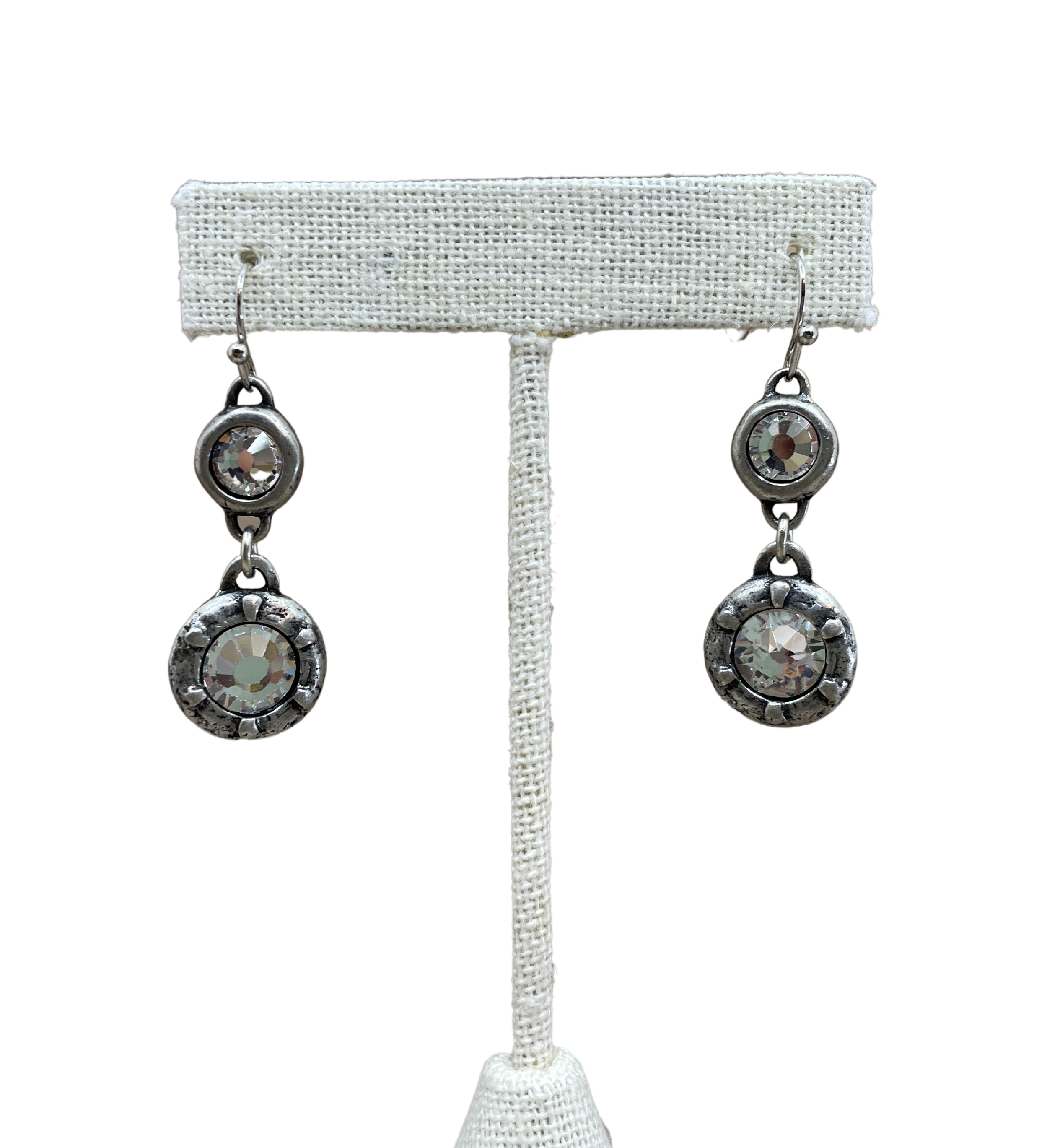 Sterling Plated Double Swarovski Crystal Earrings