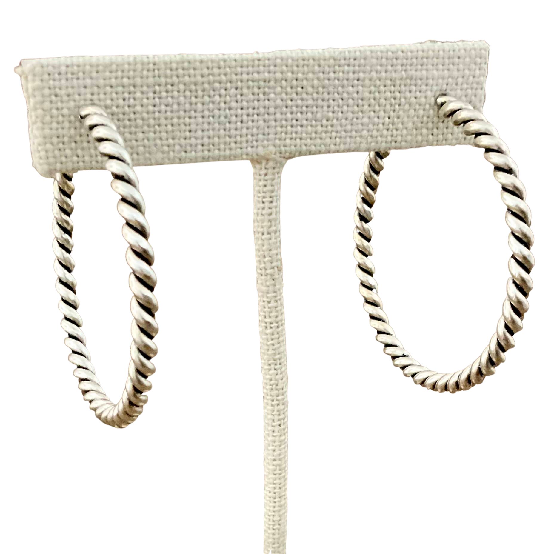 Sterling Plated Vintage Rope Hoop Earrings