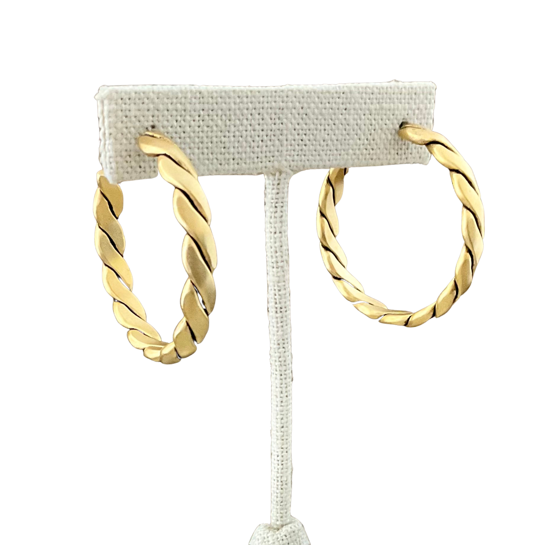 Gold Plated Medium Vintage Rope Hoop Earrings