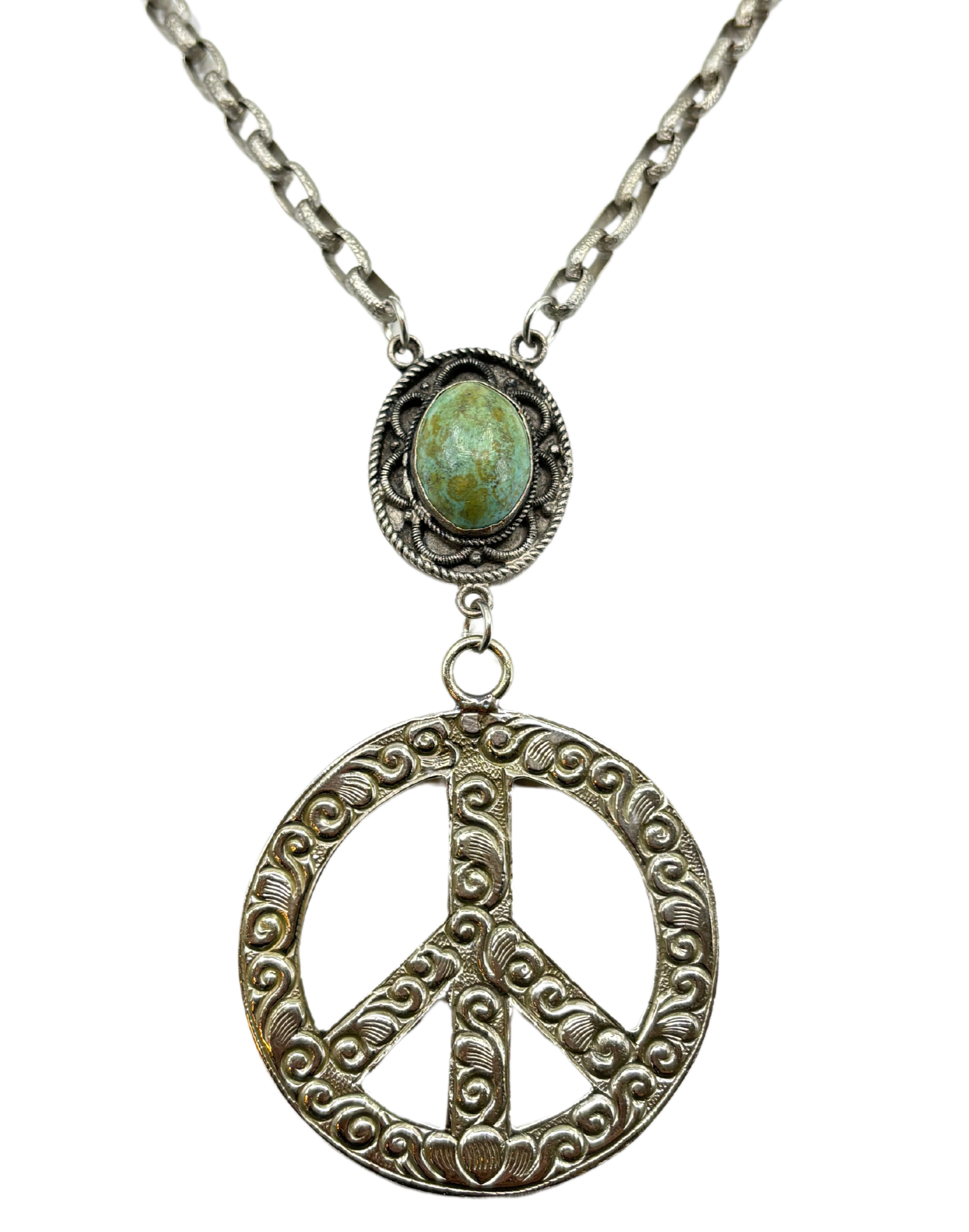 Silver Peace Sign Necklace