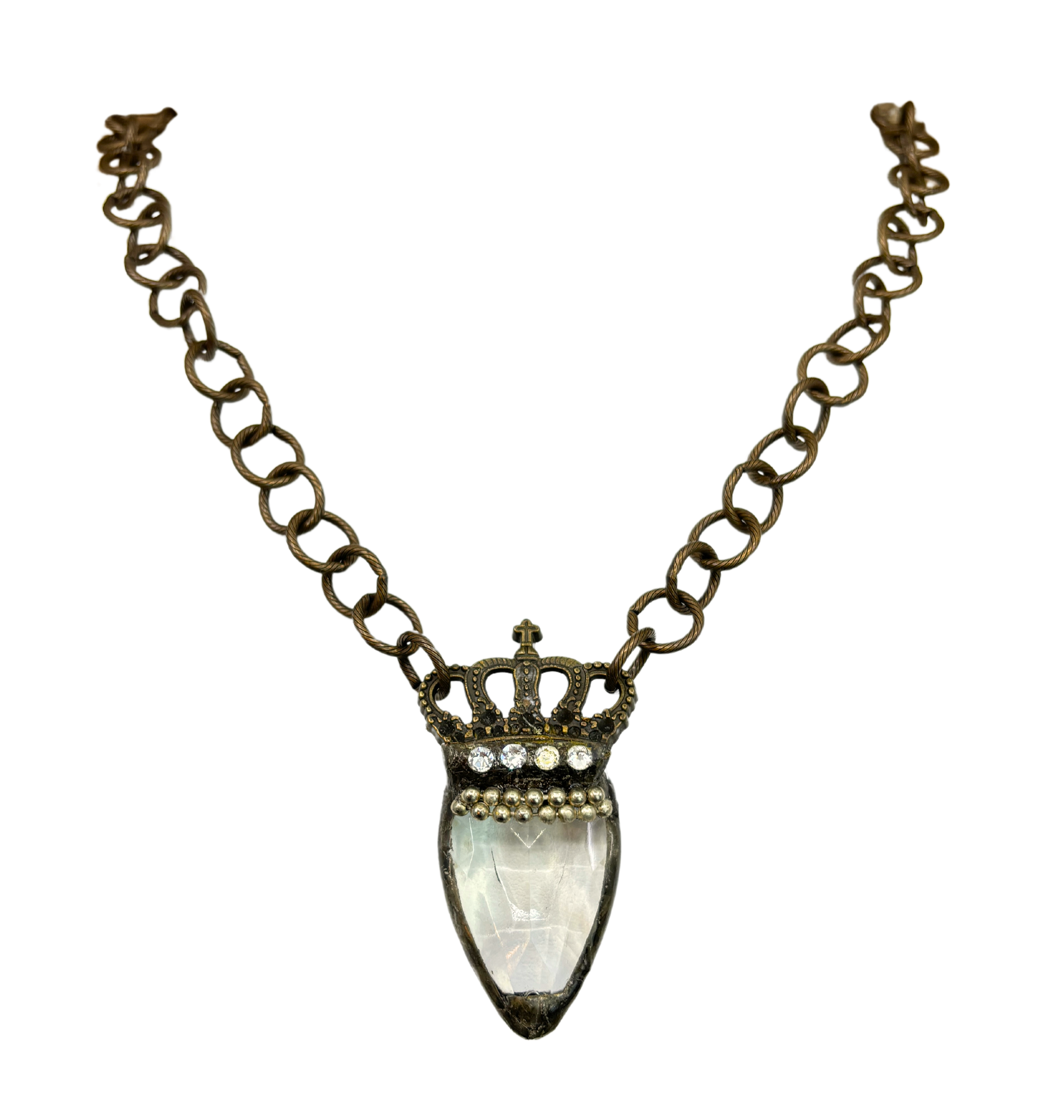 Vintage Crystal Soldered Crown Necklace