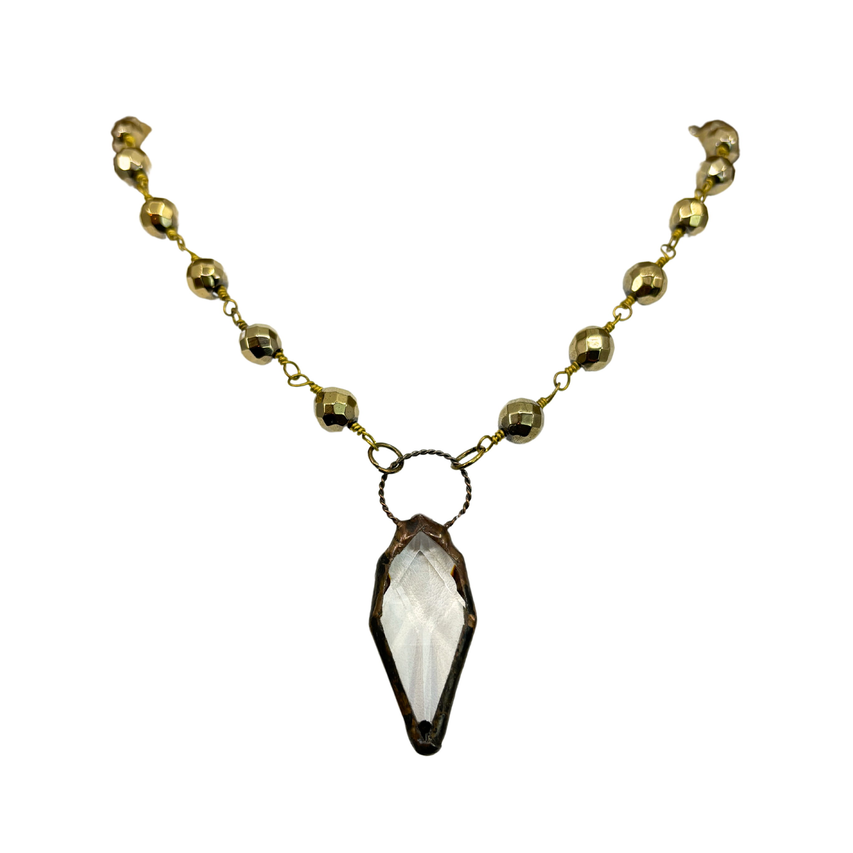 Crystal Spike & Gold Hematite Necklace