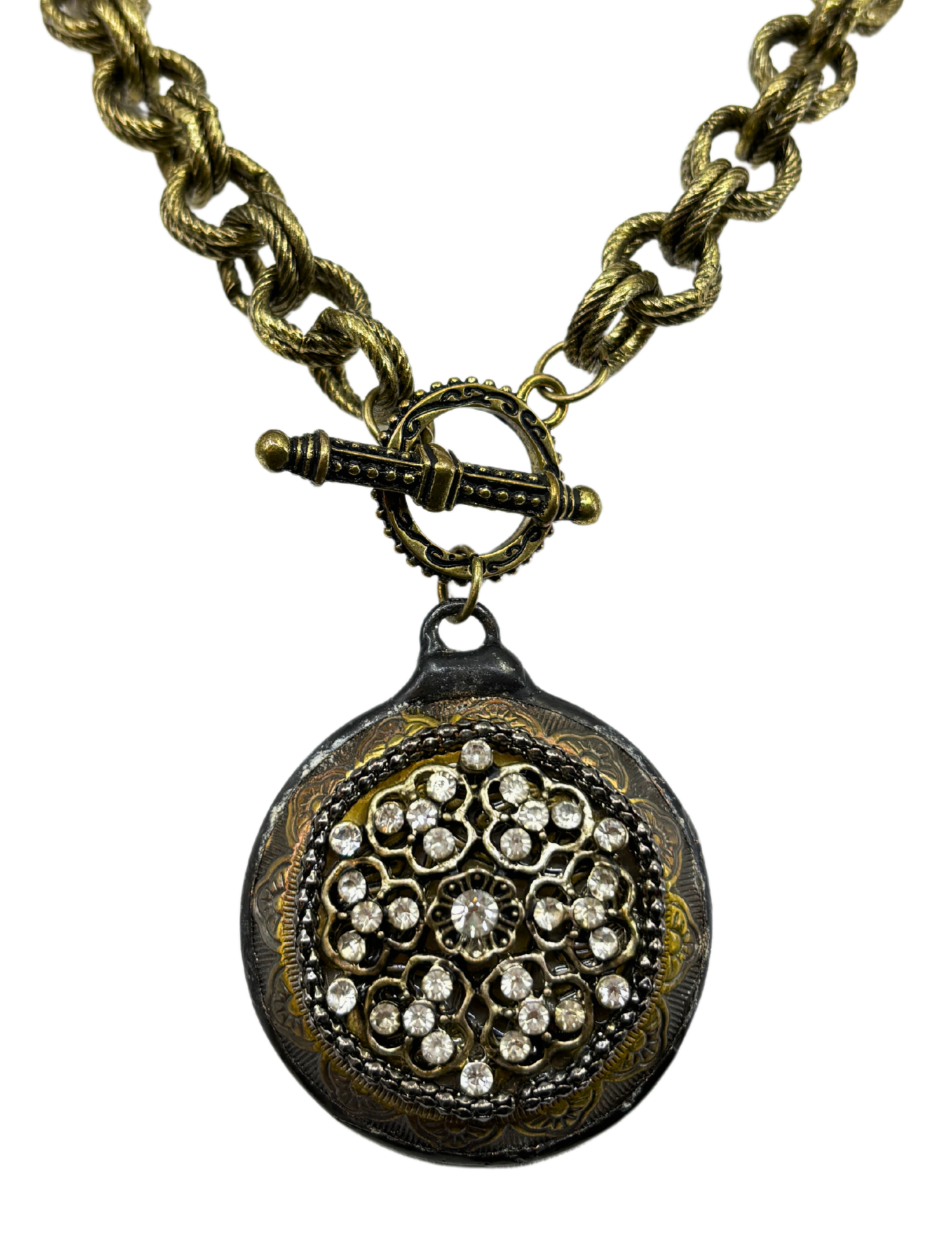 Rhinestone Encrusted Soldered Necklace