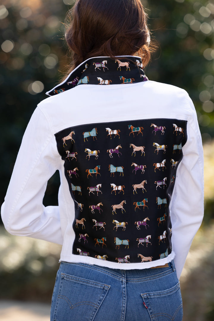 The White Denim Jacket / Equine Elegance / Jet Black