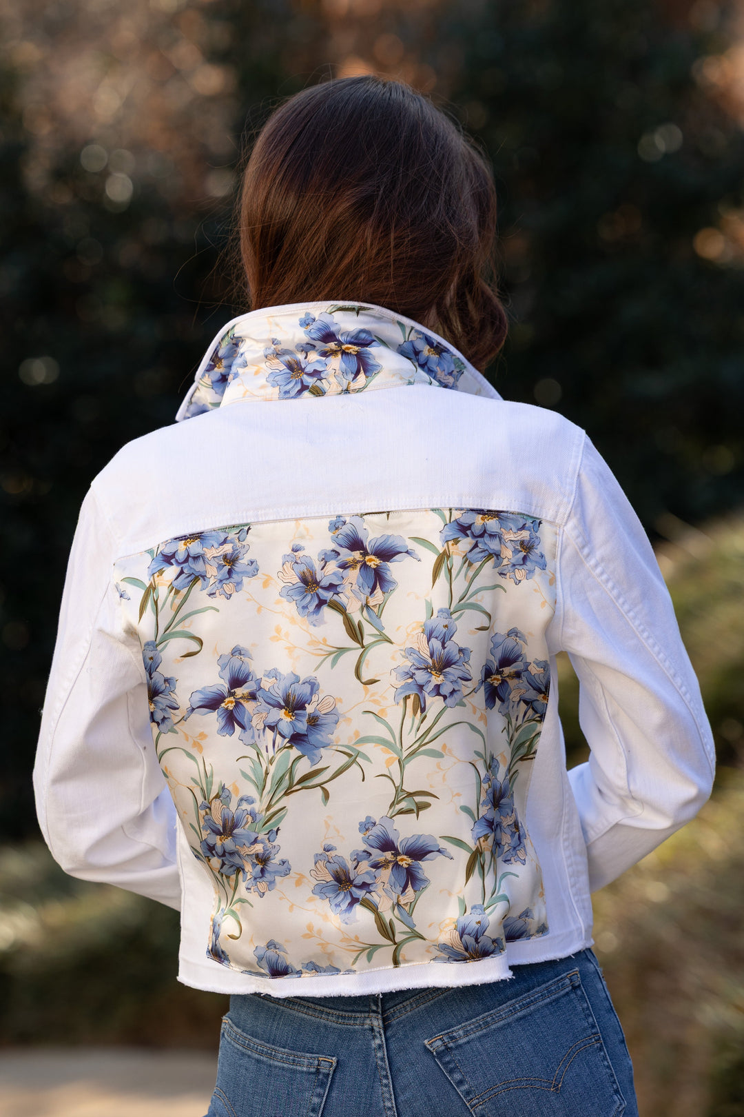 The White Denim Jacket / Blooming Iris