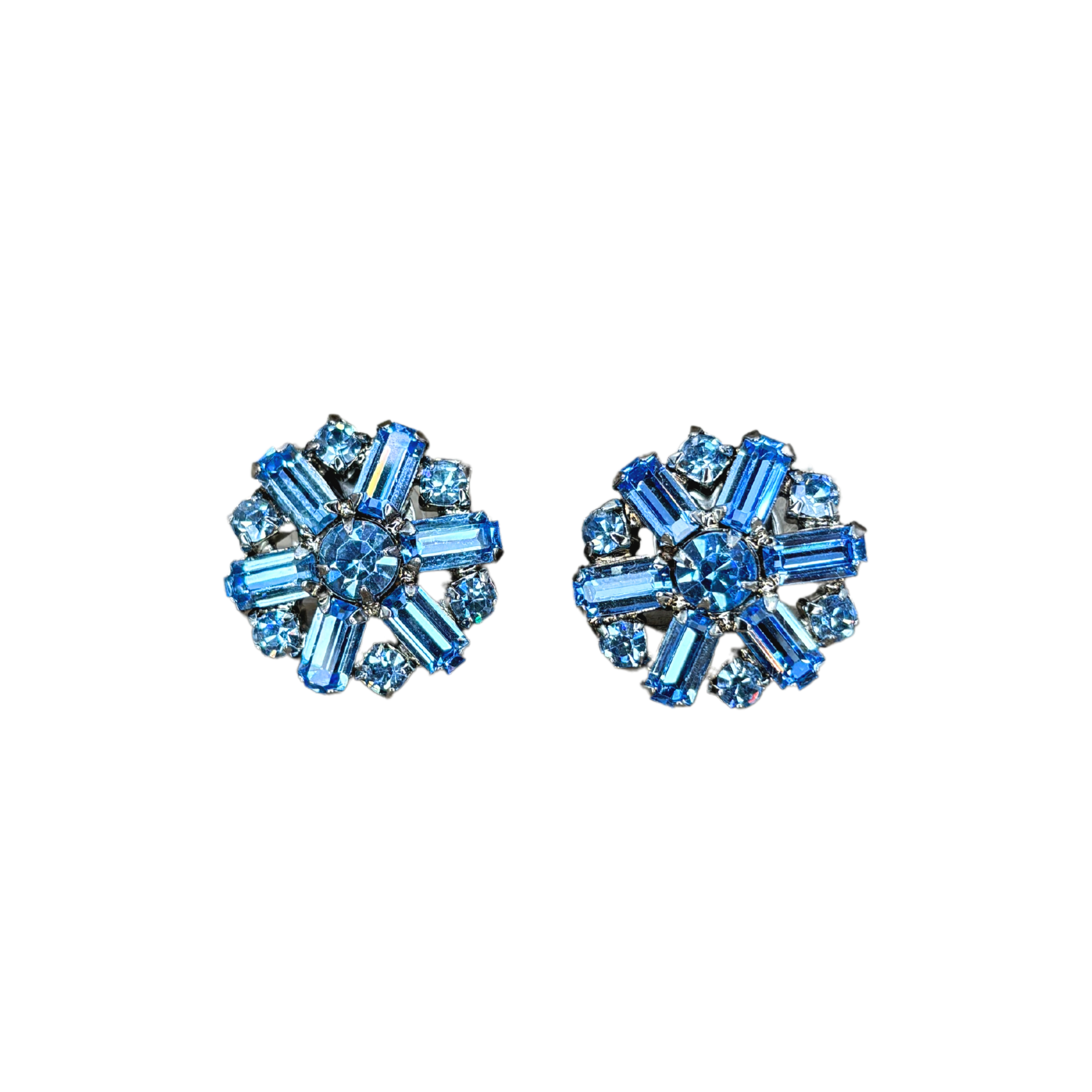 Vintage Blue Crystal Star Earrings
