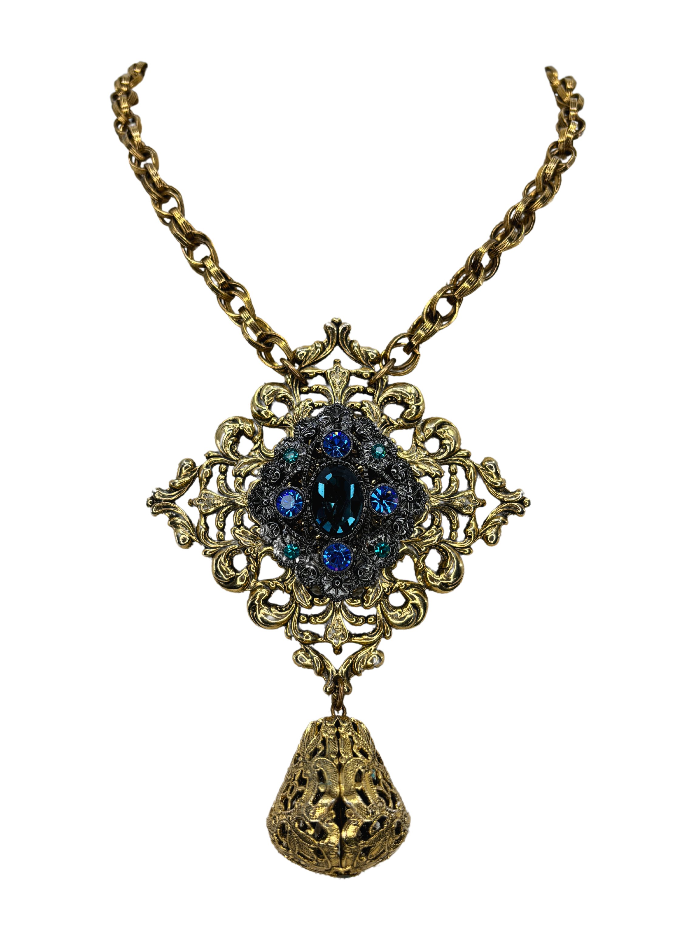 Vintage Diamond-Shaped Brooch Necklace