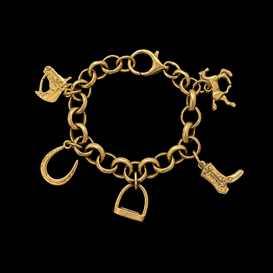 Vintage Gold Plated Reproduction Horse Charm Bracelet