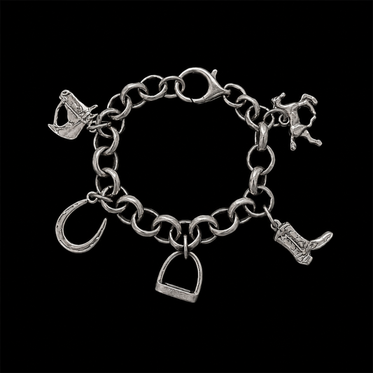 Vintage Sterling Plated Reproduction Horse Charm Bracelet