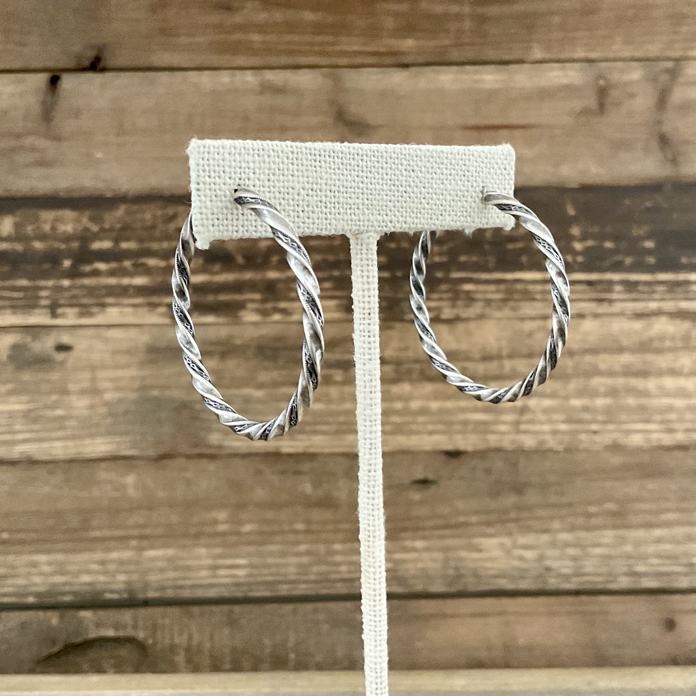 Large Silver Vintage Hoop Earrings