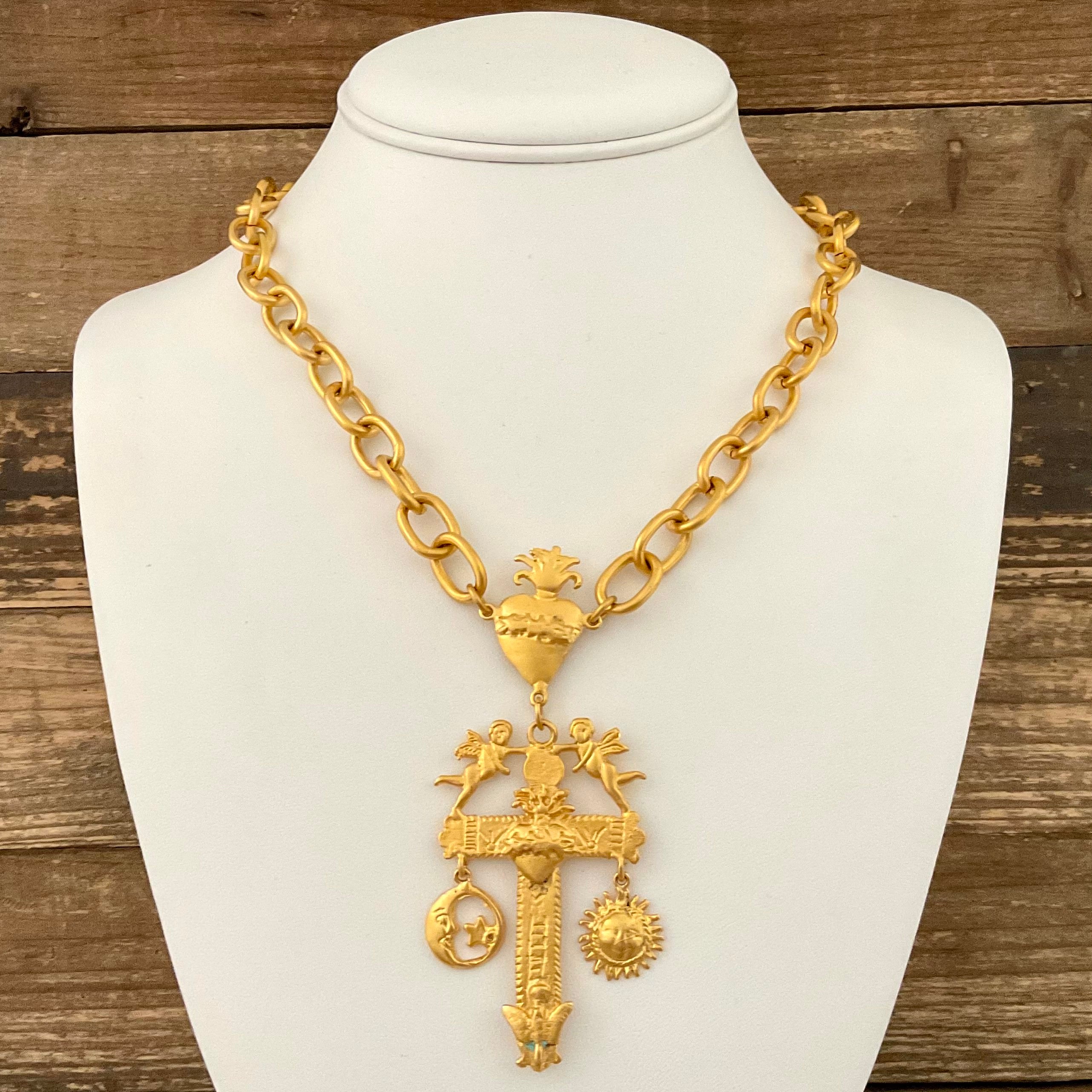 Vintage Gold Plated Chain with Cross Reproduction Pendant 18