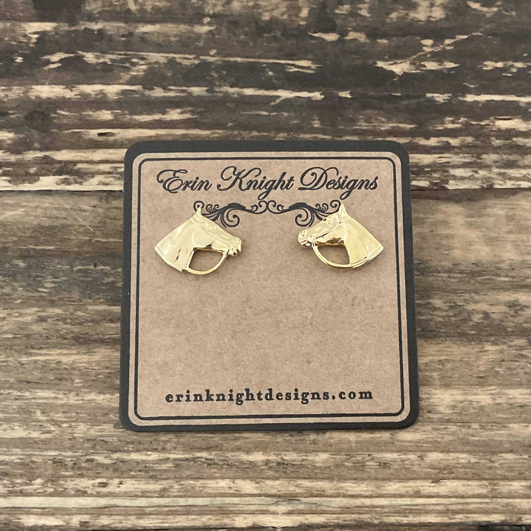 Vintage Gold Plated Horse Earrings