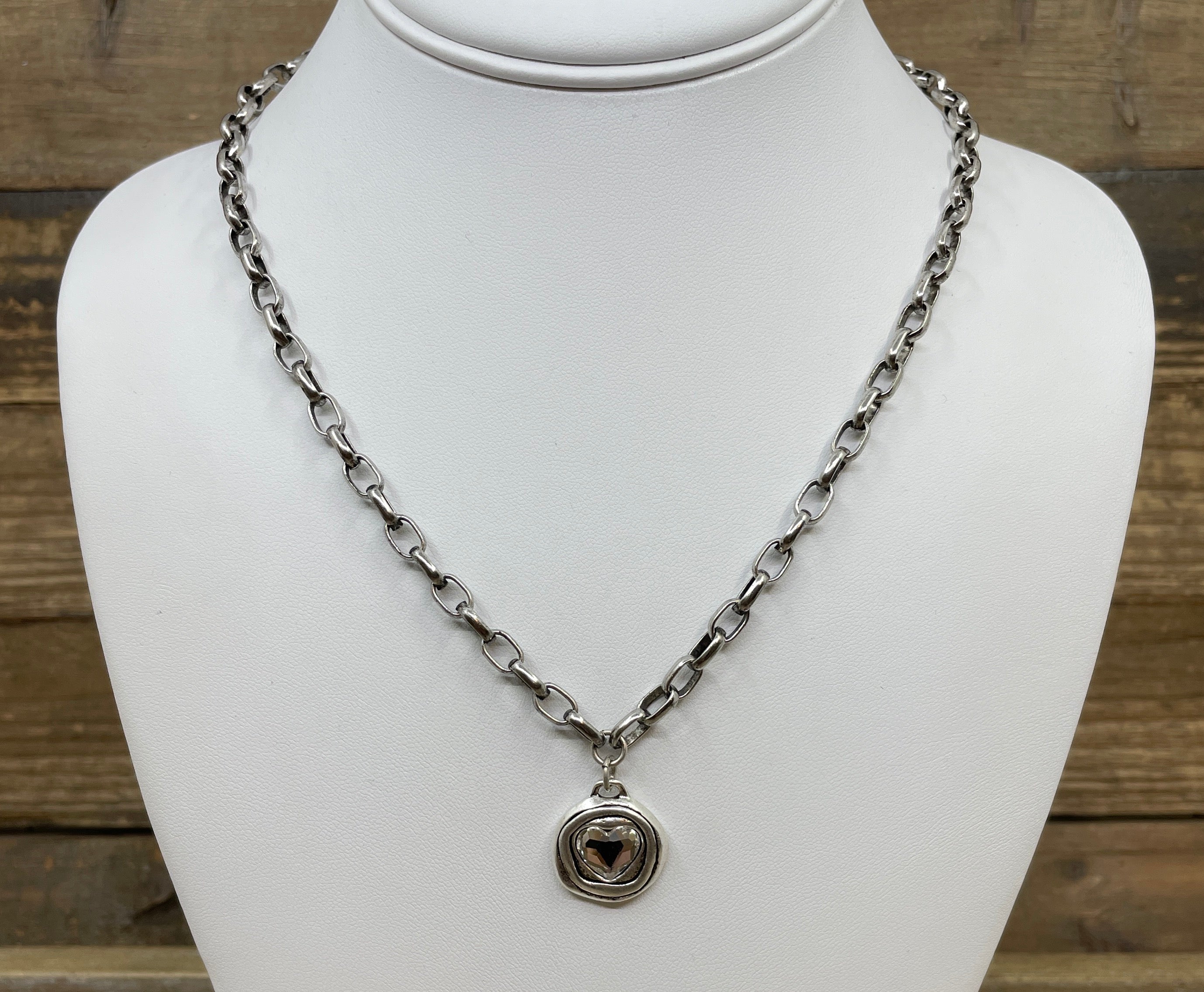 Sterling Plated 18" Chain with Swarovski Crystal Heart Pendant