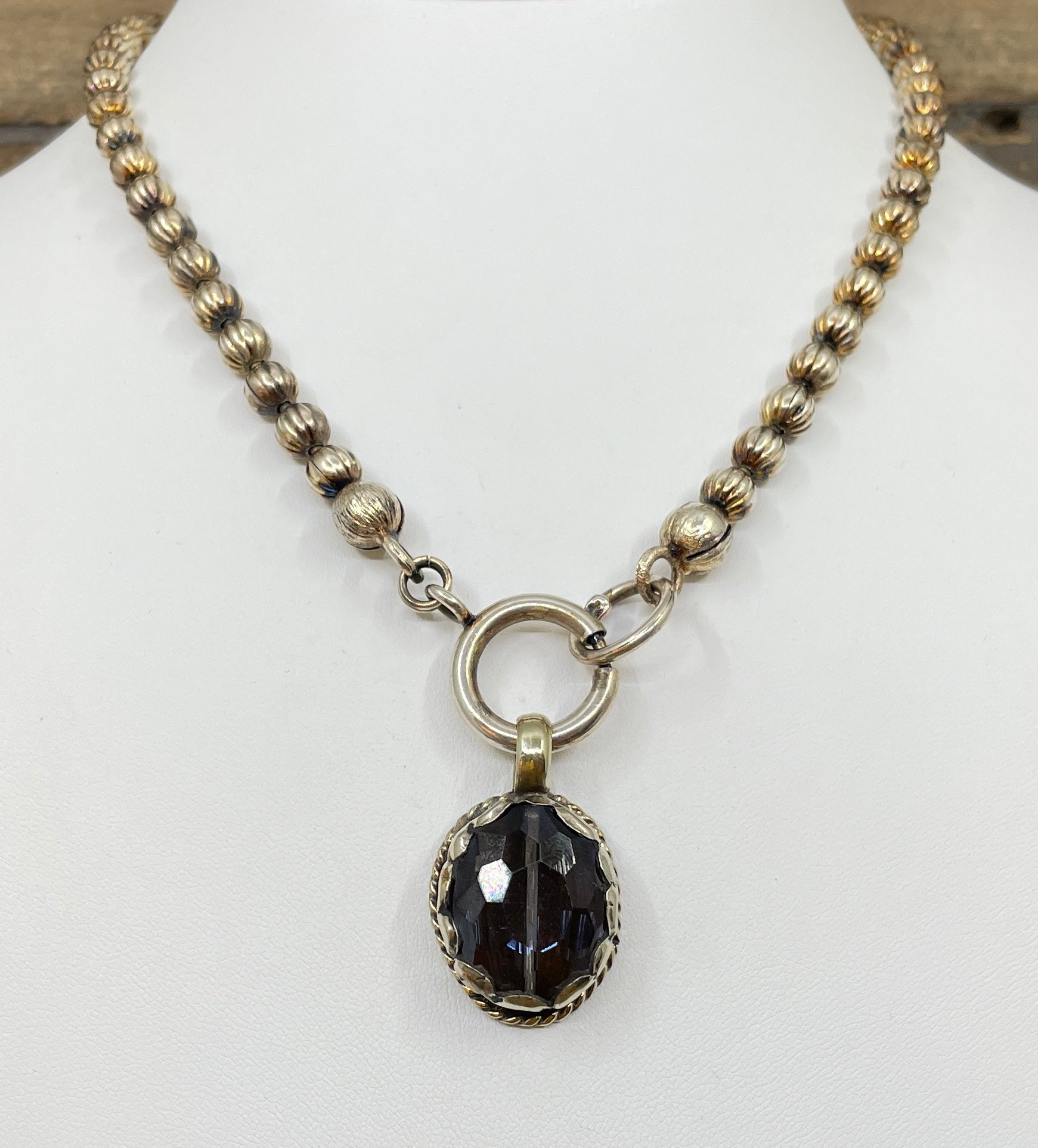 Vintage Dark Blue Crystal Pendant Necklace
