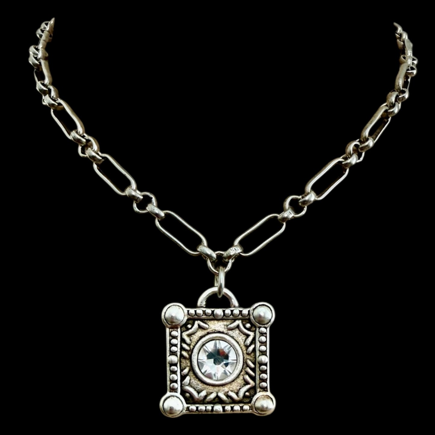 Sterling Plated 17" Chain with Swarovski Crystal Pendant