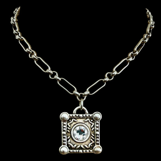 Sterling Plated 17" Chain with Swarovski Crystal Pendant