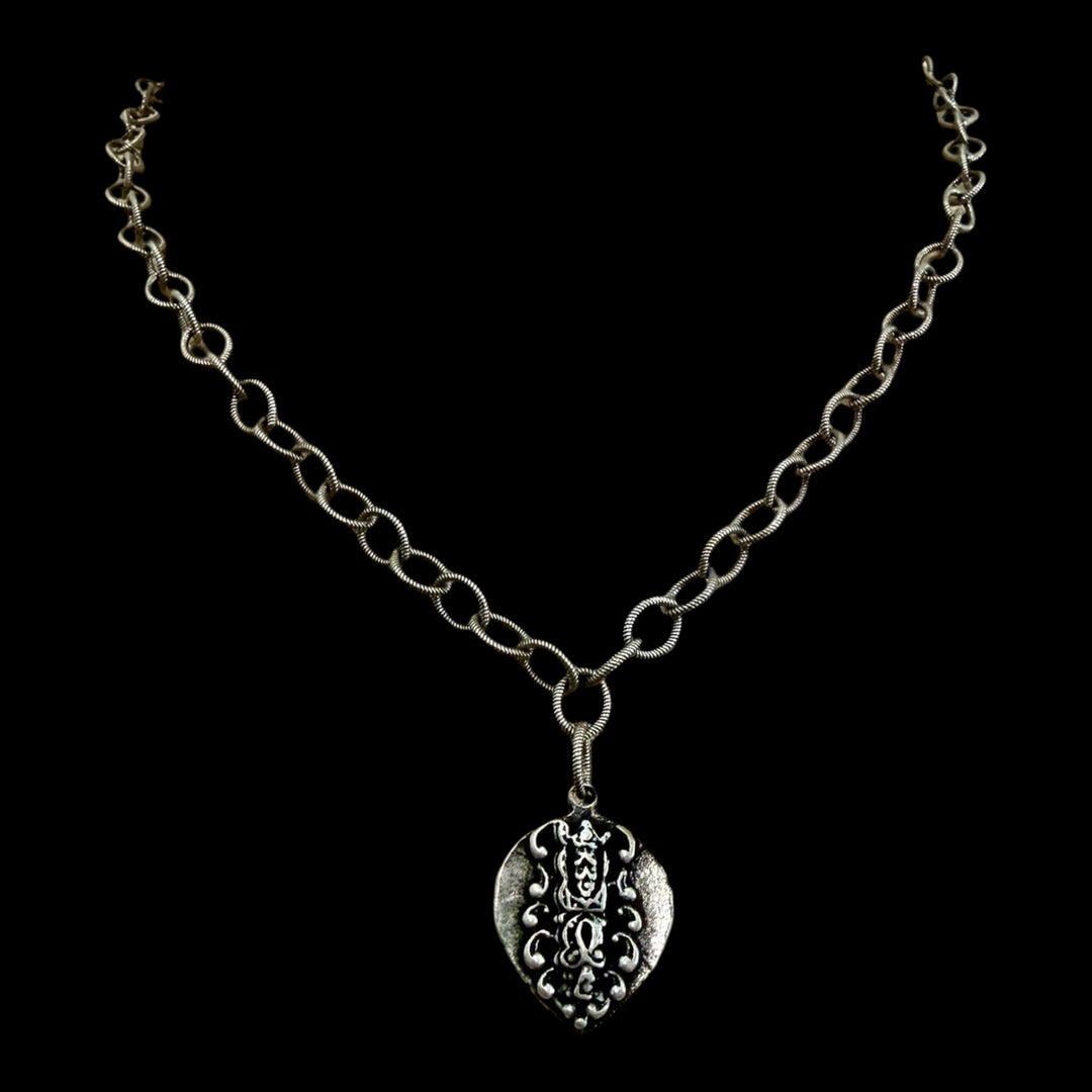 Vintage Reproduction Sterling Plated Chain with Dove Heart