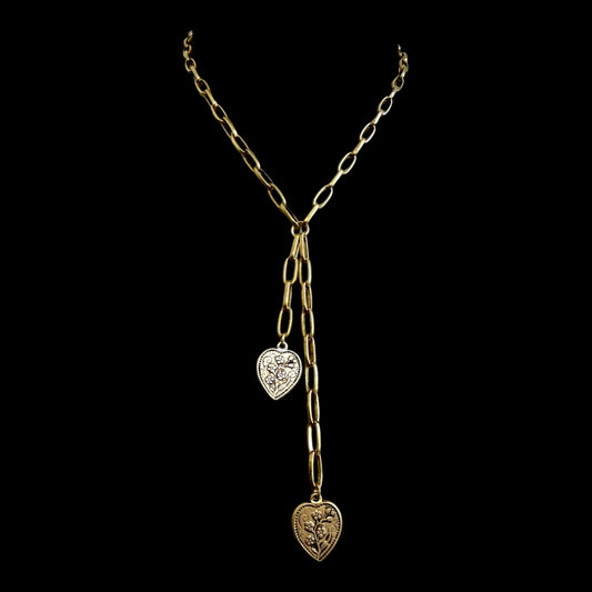 Gold and Silver Plated  Heart Lariat