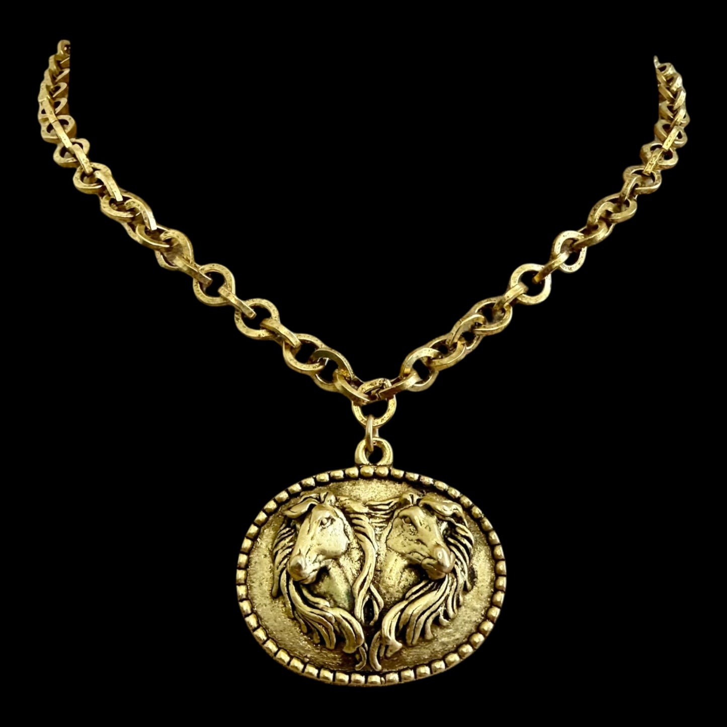 Gold Plated 17" Chain with Vintage Horse Pendant