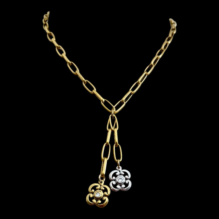 Gold and Silver Plated Flower Lariat