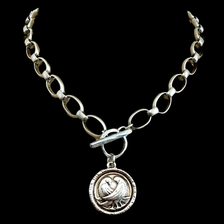 Vintage Repurposed Love Dove Necklace