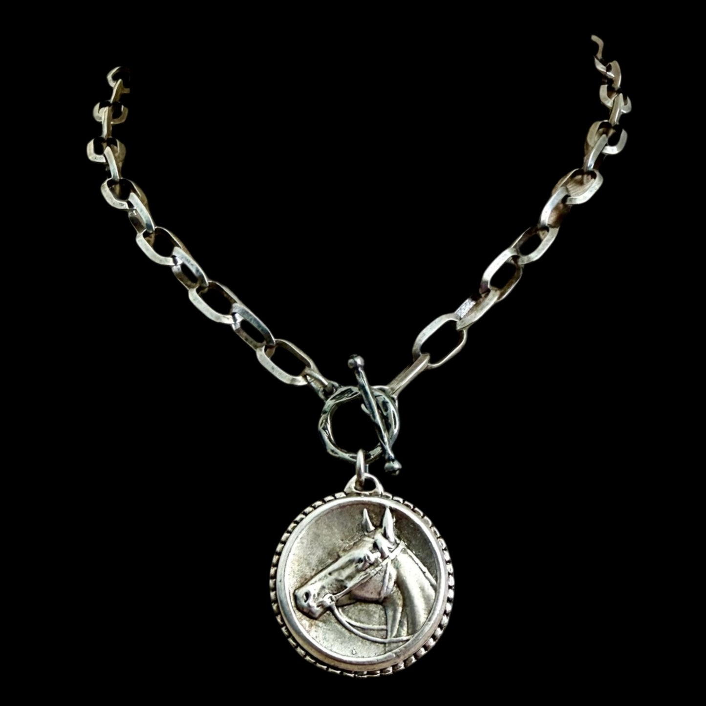 Vintage Reproduction Sterling Plated Horse Coin