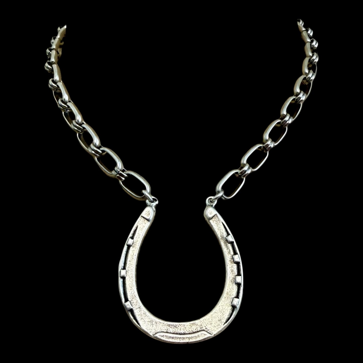 Vintage Reproduction Sterling Plated Horseshoe Necklace