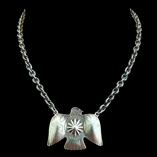 Vintage Sterling Plated Chain with Vintage Reproduction Thunderbird
