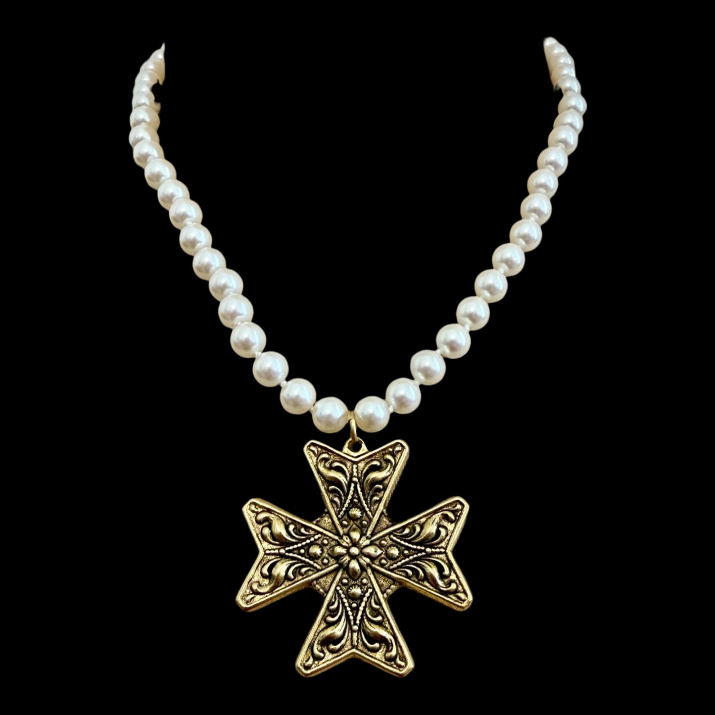 Vintage Reproduction Gold Plated Maltese Cross